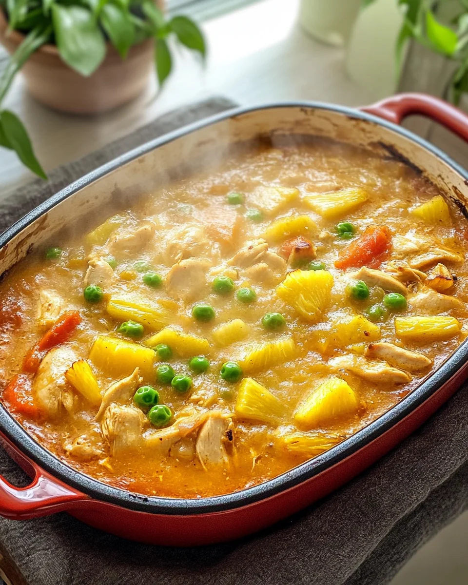 Einfache Ofensuppe mit Hähnchen und Ananas