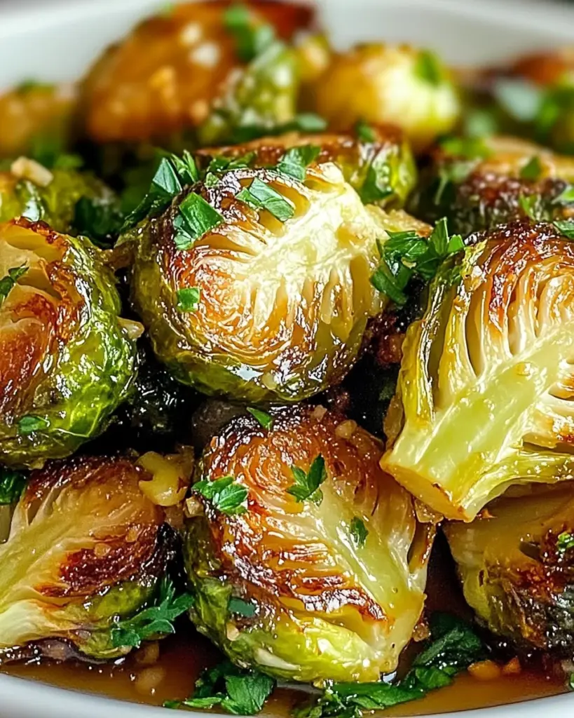 Honig-Knoblauch-Röstung von Rosenkohl