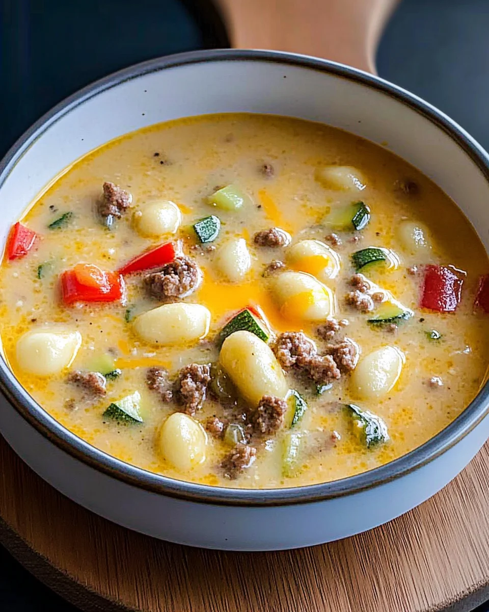 Käse-Hack-Gnocchi-Suppe