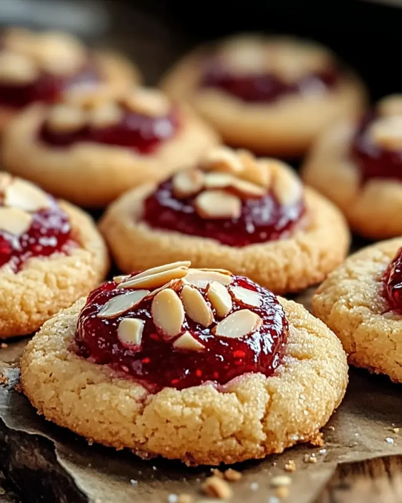 Raspberry Almond Thumbprint Cookies
