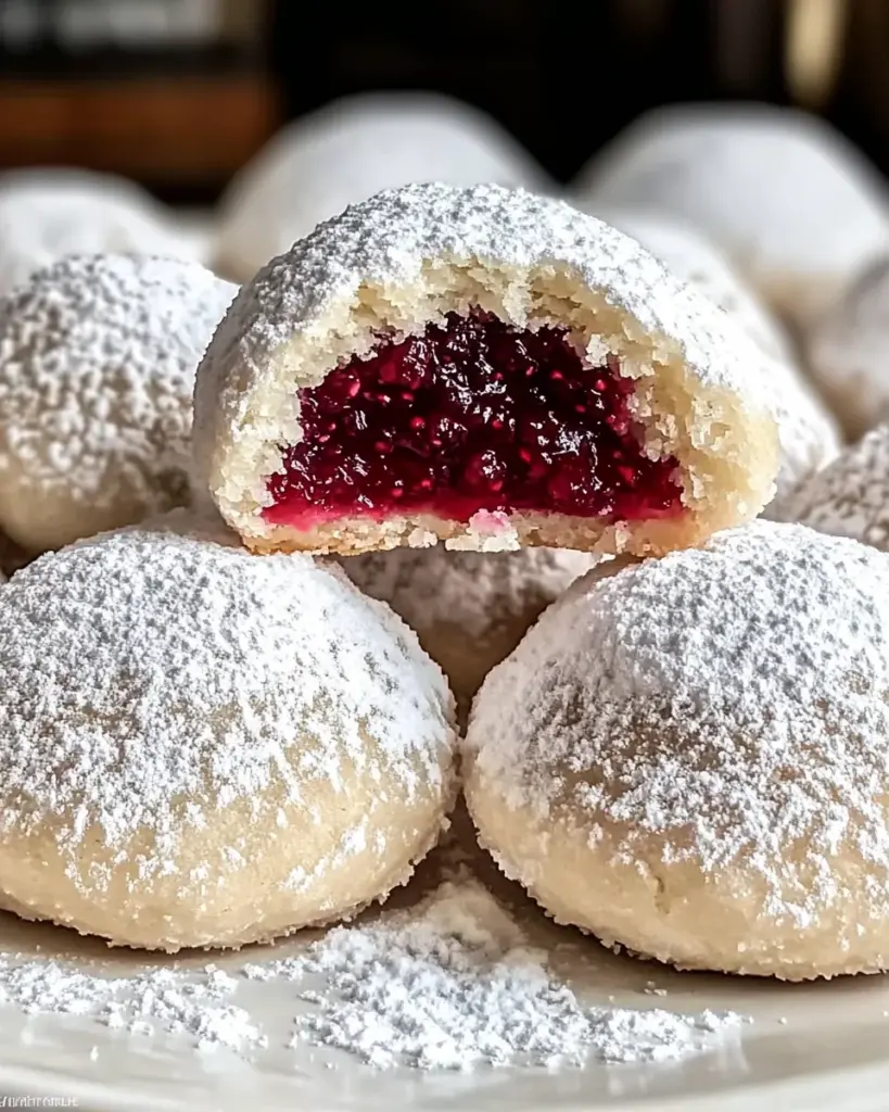 Raspberry Filled Almond Snowball Cookies for Sweet Moments