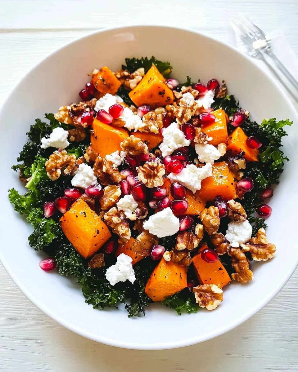 Salat mit Schwarzkohl, Kürbis, Ziegenkäse und karamellisierten Walnüssen