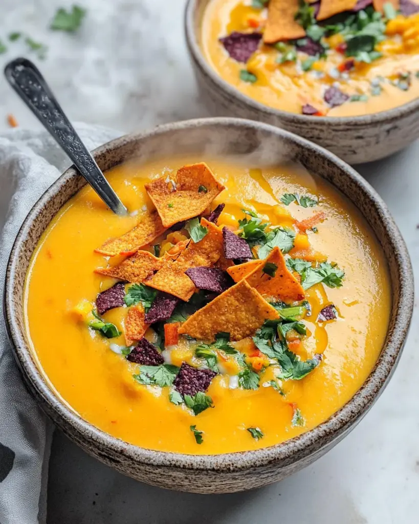 Süßkartoffelsuppe mit Kokosmilch und Crunch